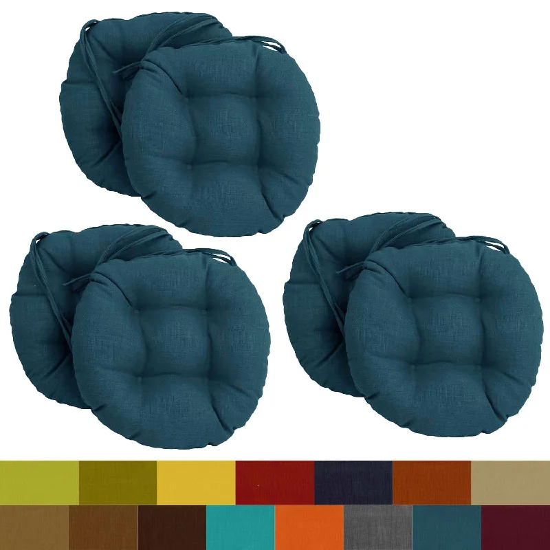 16-inch Round Tufted Indoor/ Outdoor Chair Cushions (Set of 6)