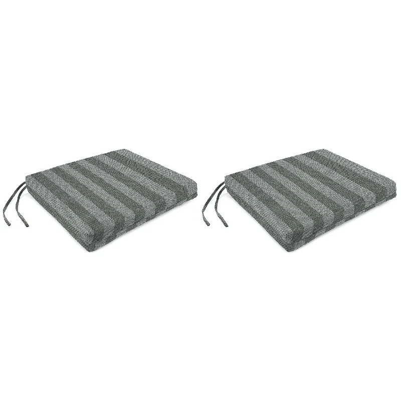 19" x 17" Grey Stripe Outdoor Seat Cushion with Ties - Set of 2 - 19" W x 17" L x 2" H