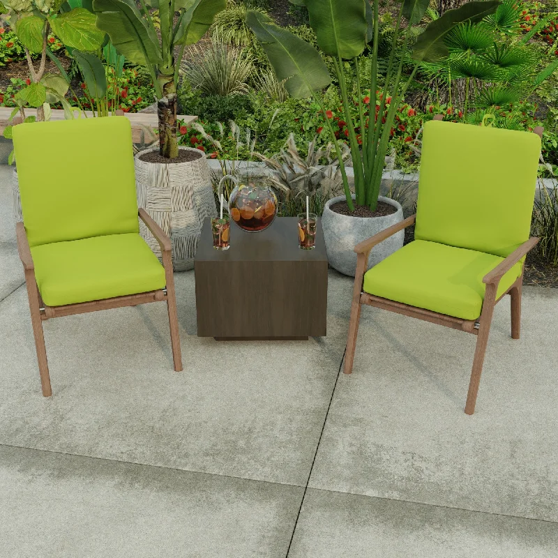 21" x 44" Green Solid Outdoor Chair Cushion with Ties and Loop - 44'' L x 21'' W x 3.5'' H