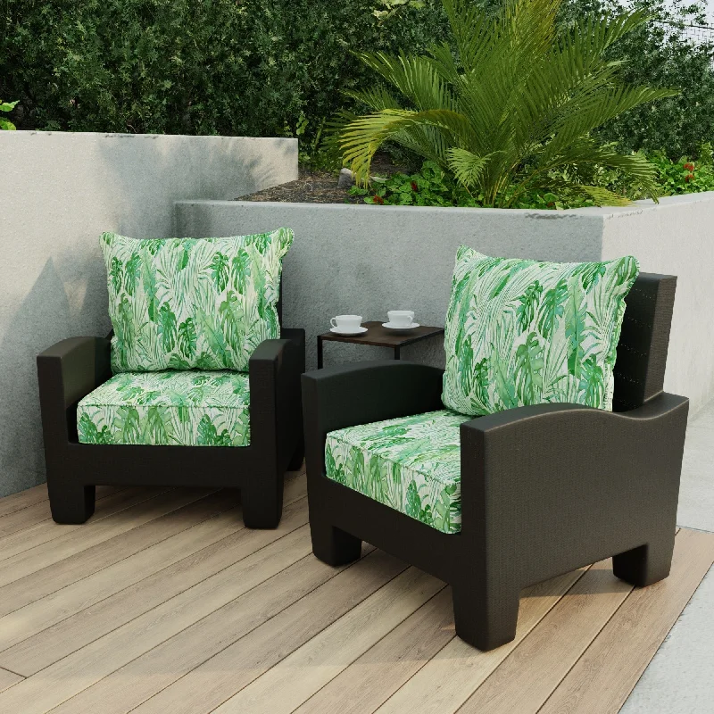 24" x 47" Green Tropical Outdoor Deep Seat Cushion Set with Welt - 46.5'' L x 24'' W x 6'' H