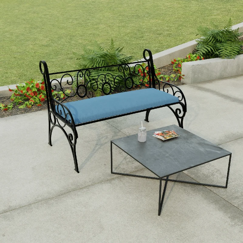 48" x 18" Blue Solid Outdoor Bench Cushion with Ties - 18'' L x 48'' W x 3.5'' H