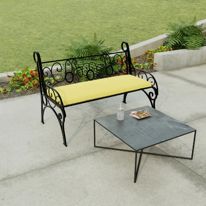 48" x 18" Yellow Solid Outdoor Bench Cushion with Ties - 18'' L x 48'' W x 3.5'' H