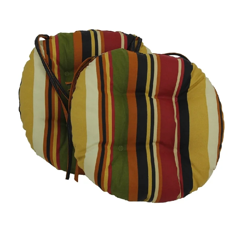 Blazing Needles 16x16-inch Round Patterned Outdoor Chair Cushions (Set of 2) - 16"