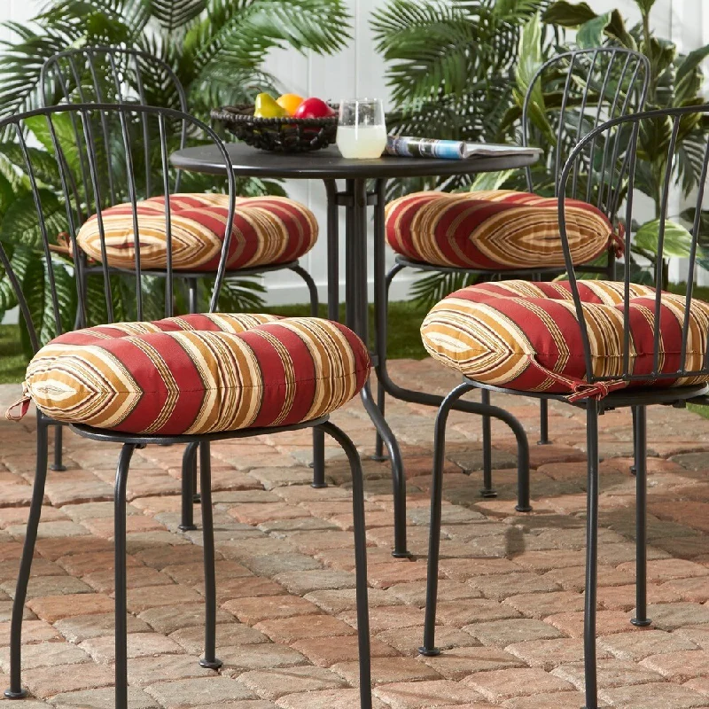 Clearwater 18-inch Outdoor Round Stripe Bistro Chair Cushion (Set of 4) by Havenside Home - 18 w x 18 l