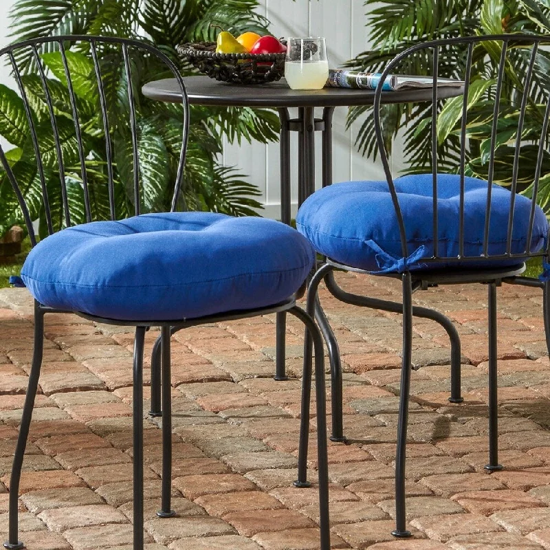 Driftwood 18-inch Round Outdoor Marine Blue Bistro Chair Cushion (Set of 2) by Havenside Home - 18w x 18l