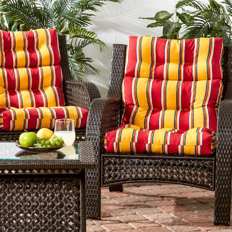 Elminton 3-section Contemporary Outdoor Stripe High Back Chair Cushion (Set of 2) by Havenside Home - 44l x 22w