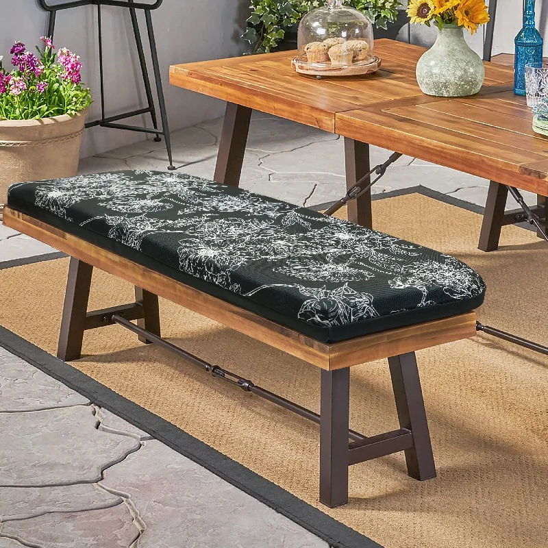 Flora Bench Seat Cushion 48 x 18 in Black - 48" x 18"