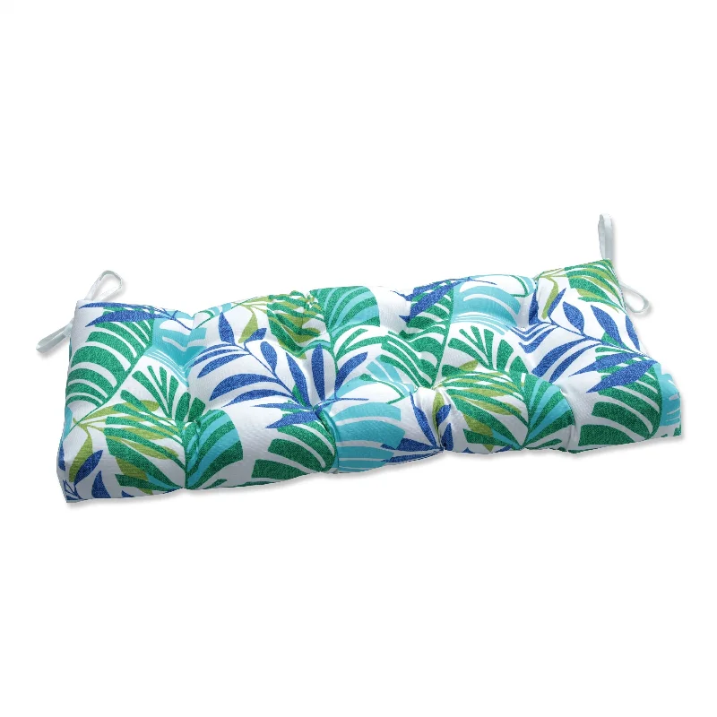 Islamorada Blue/Green Outdoor Tufted Bench Swing Cushion - 48 X 18 X 5