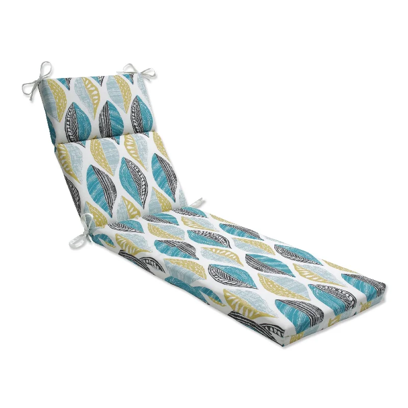 Leaf Block Teal/Citron Chaise Lounge Cushion - 72.5 X 21 X 3