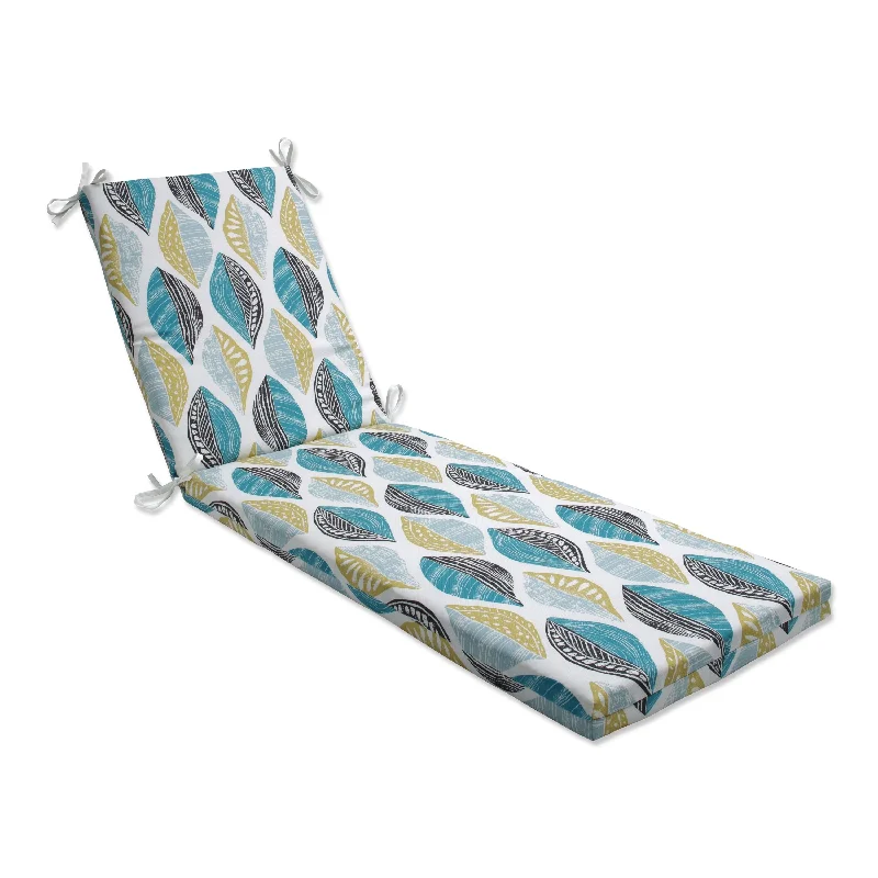 Leaf Block Teal/Citron Chaise Lounge Cushion 80x23x3 - 80 X 23 X 3