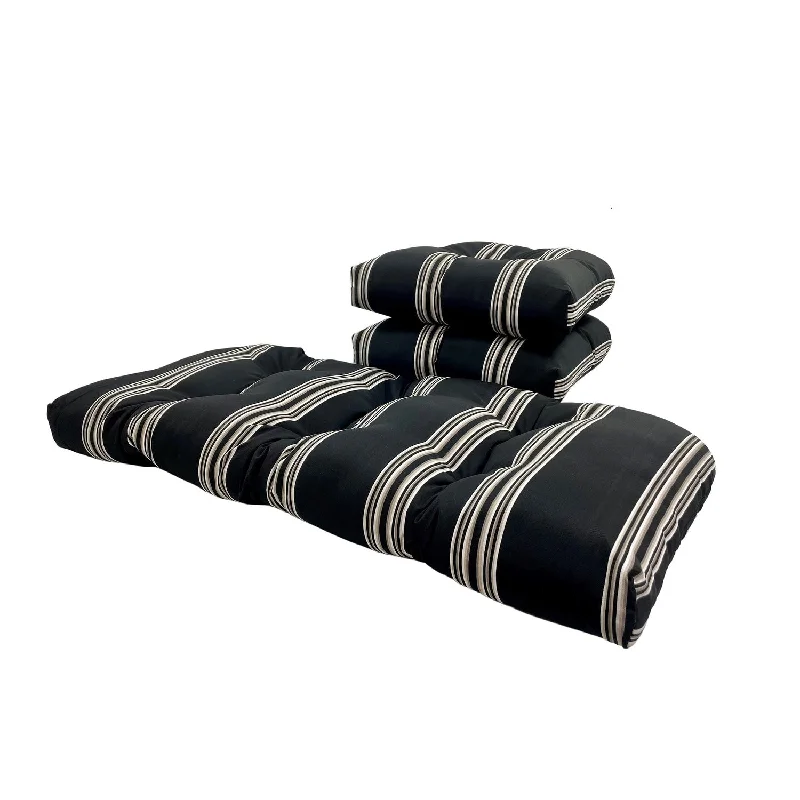 Outdoor Cabana Stripe Charcoal 3 Piece Cushion Set