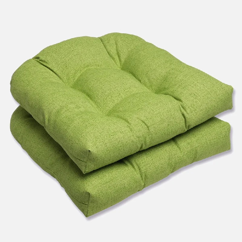 Outdoor Green Textured Solid Wicker Seat Cushions (Set of 2)