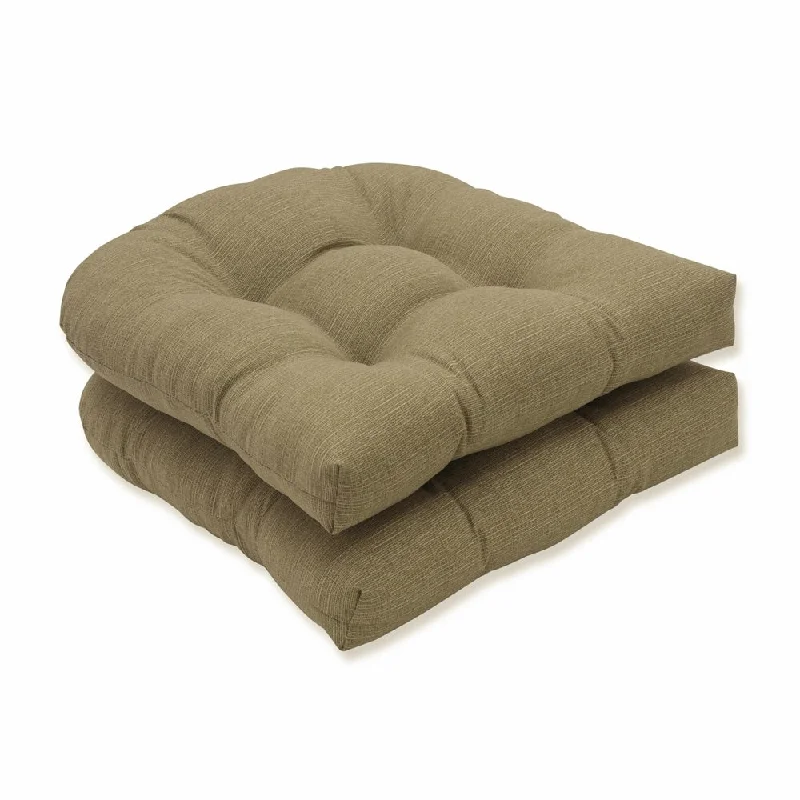 Outdoor Taupe Textured Solid Wicker Seat Cushions (Set of 2)