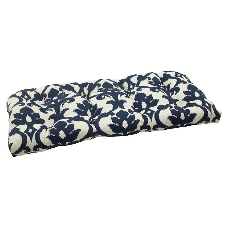 Pillow Perfect Bosco Polyester Navy Tufted Outdoor Wicker Loveseat Cushion