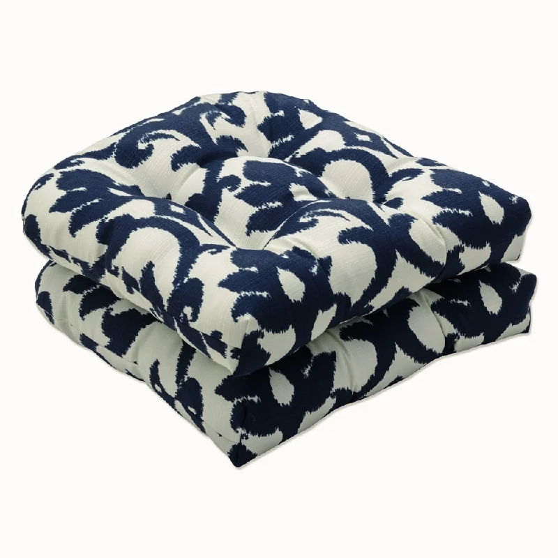 Pillow Perfect Bosco Polyester Navy Tufted Outdoor Wicker Seat Cushions (Set of 2)