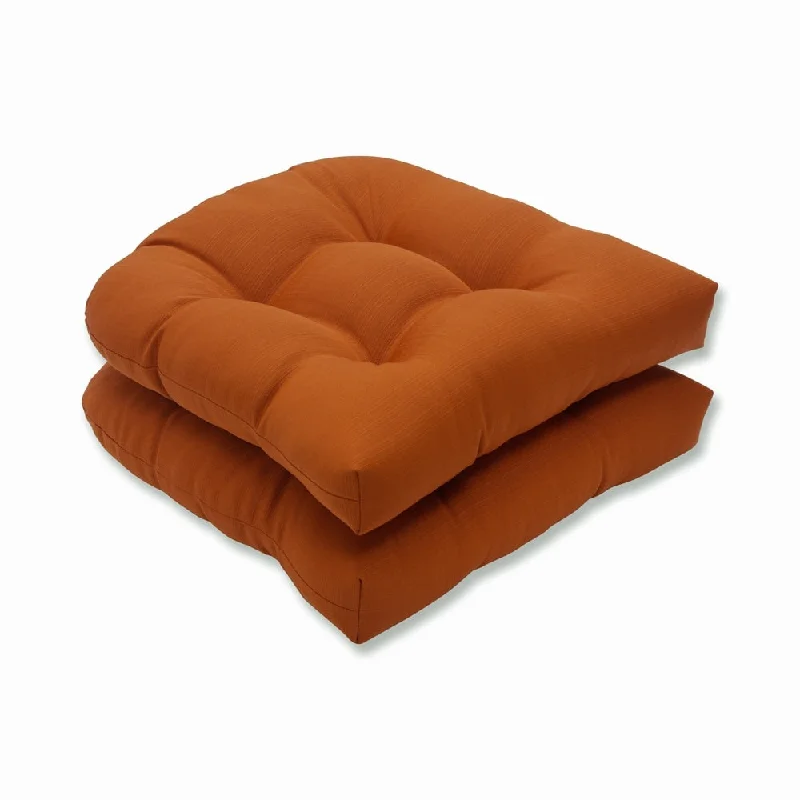 Pillow Perfect Burnt Orange Outdoor Cinnabar Wicker Seat Cushion (Set of 2)