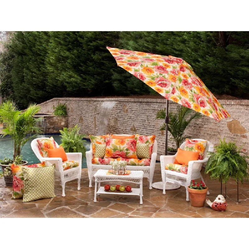 Pillow Perfect Orange Outdoor Primro Wicker Seat Cushion (Set of 2)