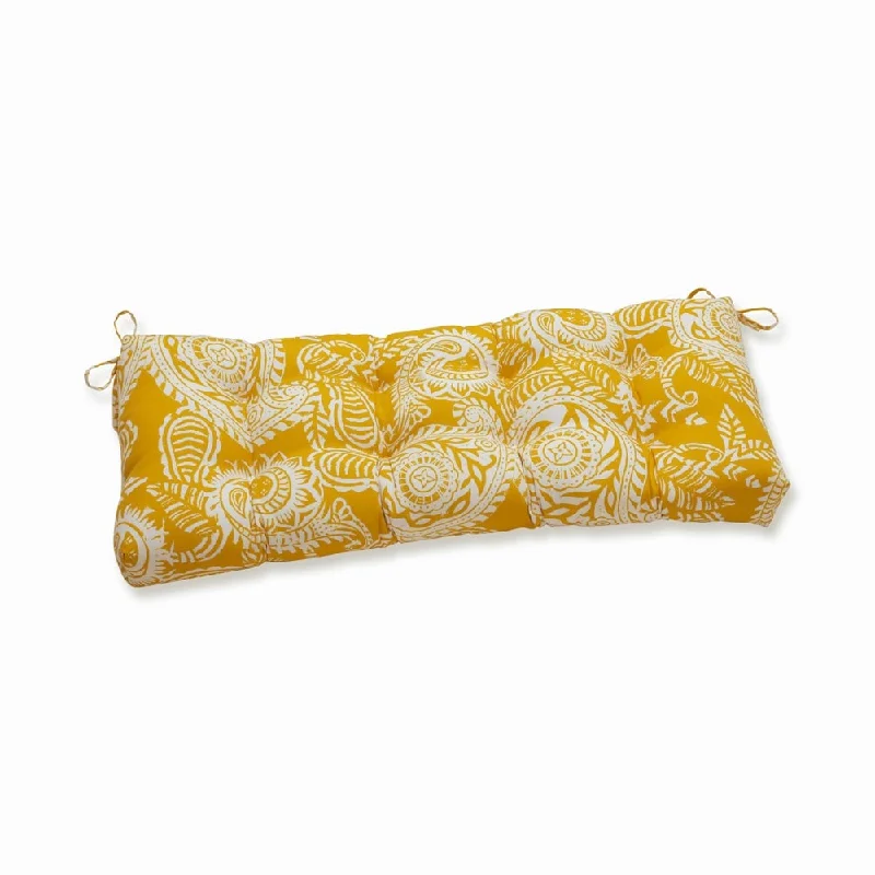 Pillow Perfect Outdoor Addie Egg Yolk Blown Bench Cushion