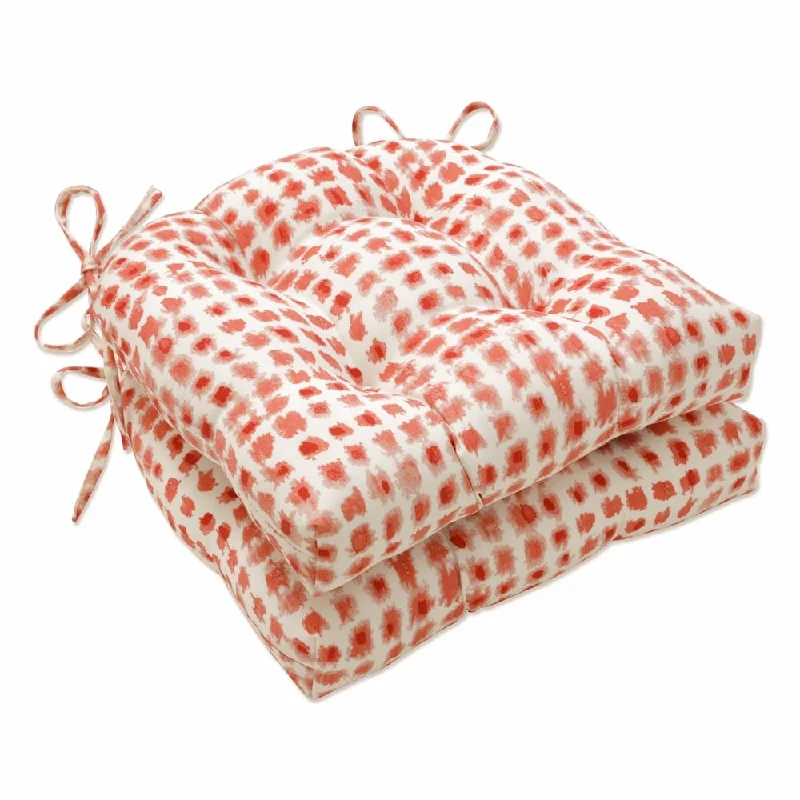 Pillow Perfect Outdoor Alauda Coral Isle Reversible Chair Pad (Set of 2) - 15.5 X 16 X 4 - 15.5 X 16 X 4