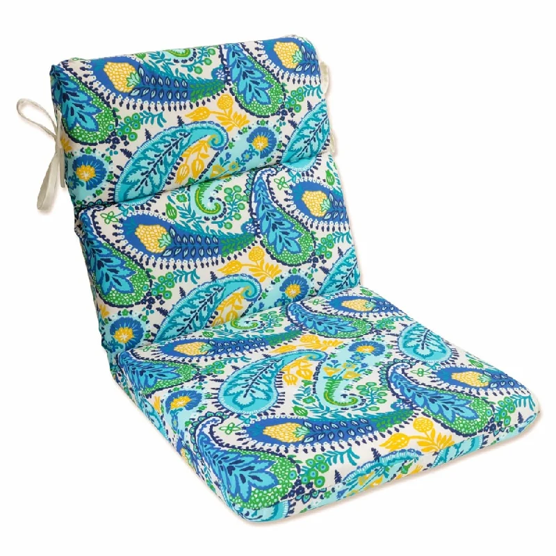 Pillow Perfect Outdoor Amalia Paisley Blue Rounded Corners Chair Cushion - 40.5 X 21 X 3 - 40.5 X 21 X 3