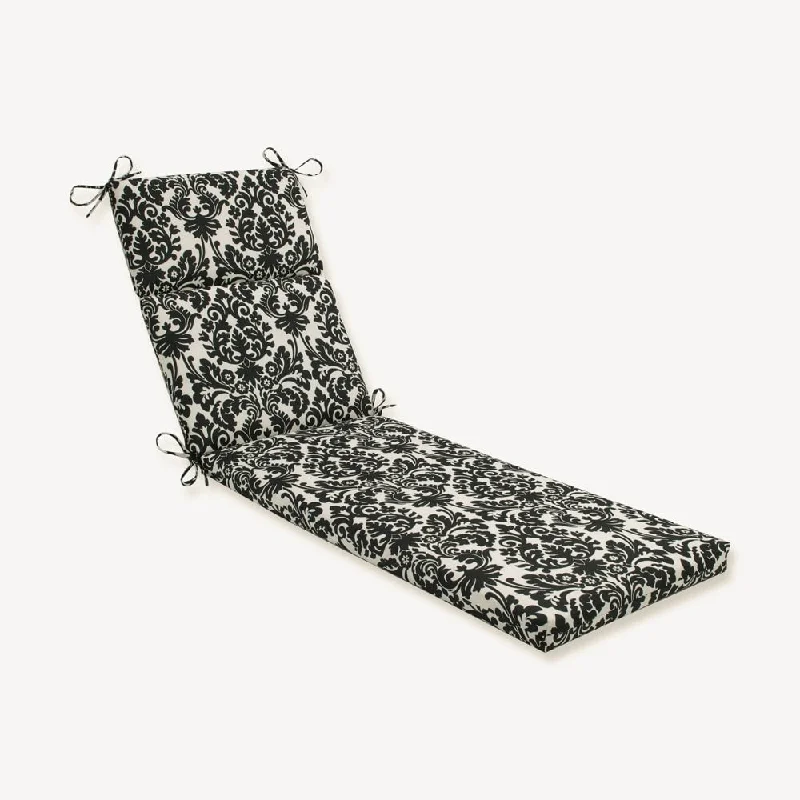 Pillow Perfect Outdoor Black/ Beige Damask Chaise Lounge Cushion