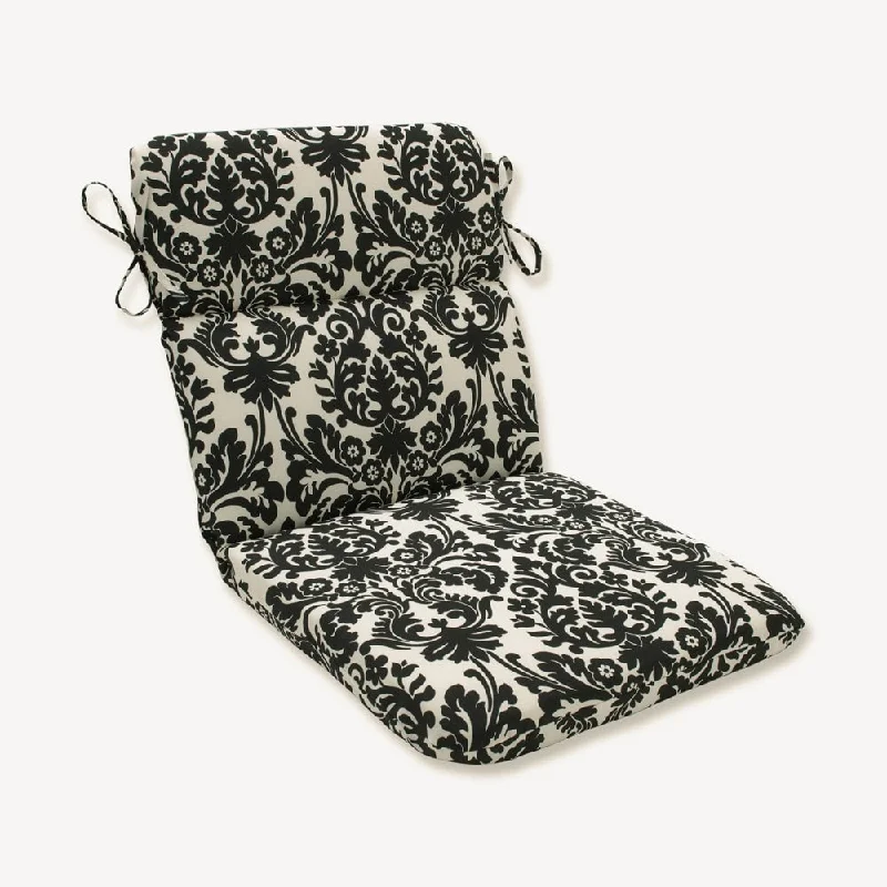 Pillow Perfect Outdoor Black/ Beige Damask Round Chair Cushion