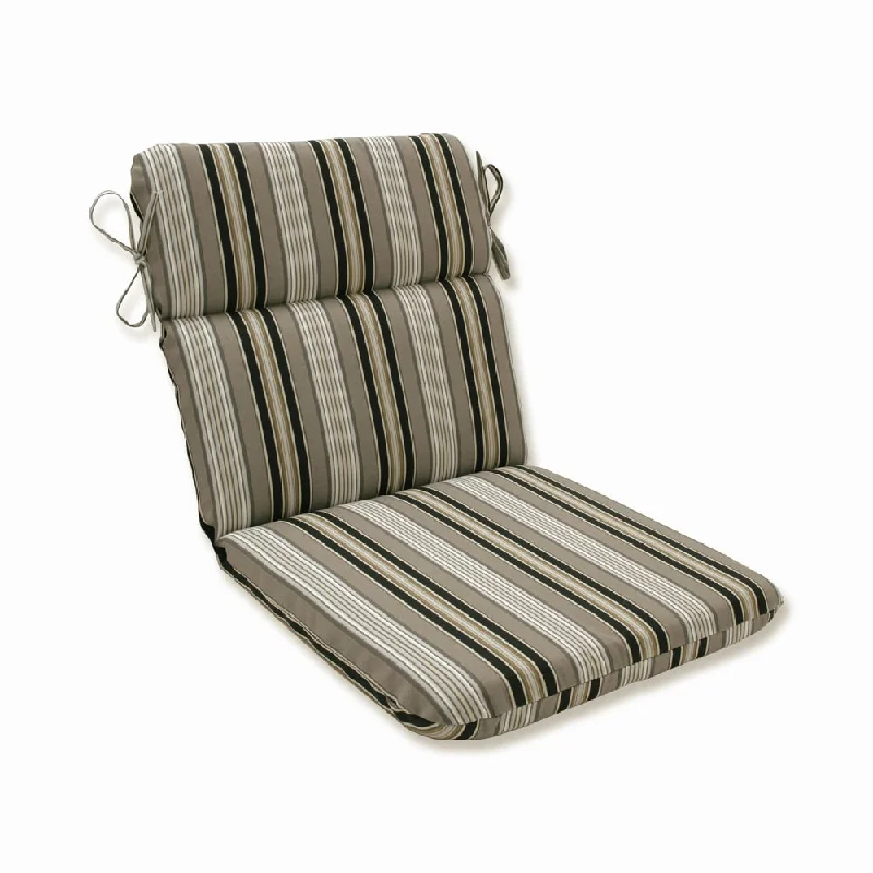 Pillow Perfect Outdoor Black/ Beige Striped Round Chair Cushion