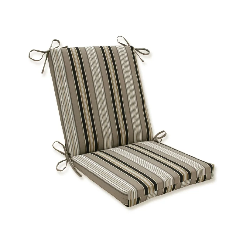 Pillow Perfect Outdoor Black/ Beige Striped Square Chair Cushion