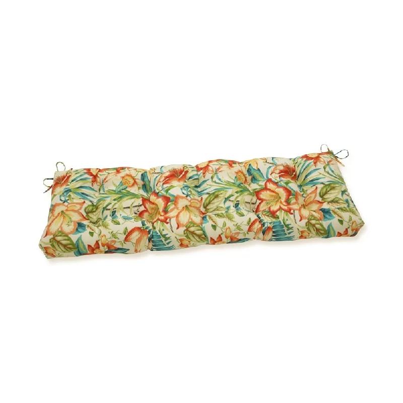 Pillow Perfect Outdoor Botanical Glow Tiger Lily Blown Bench Cushion