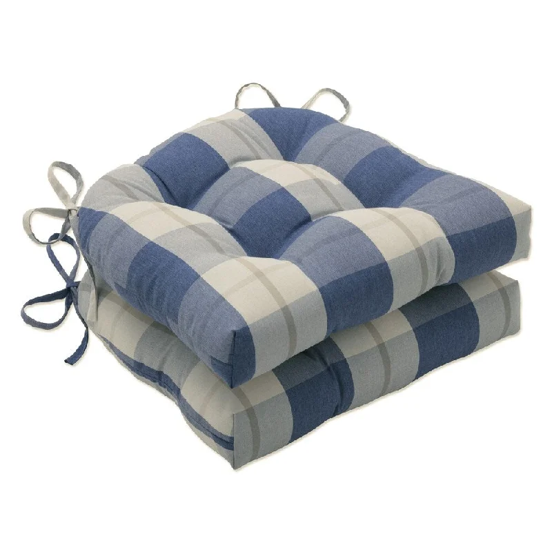 Pillow Perfect Outdoor Branson Lapis Reversible Chair Pad (Set of 2) - 15.5 X 16 X 4 - 15.5 X 16 X 4