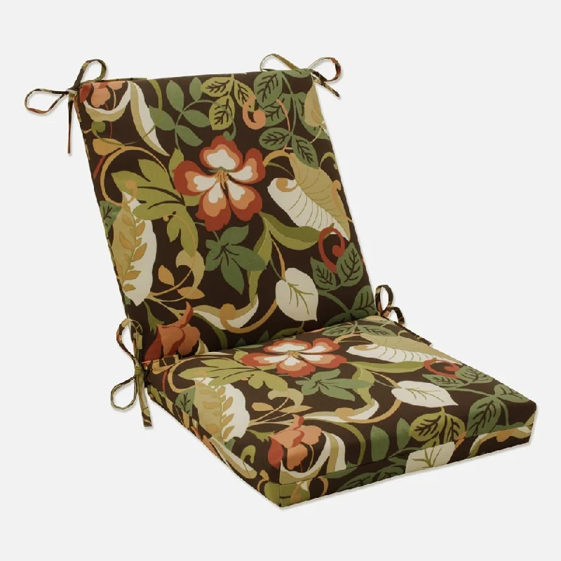 Pillow Perfect Outdoor Brown/ Green Tropical Square Chair Cushion