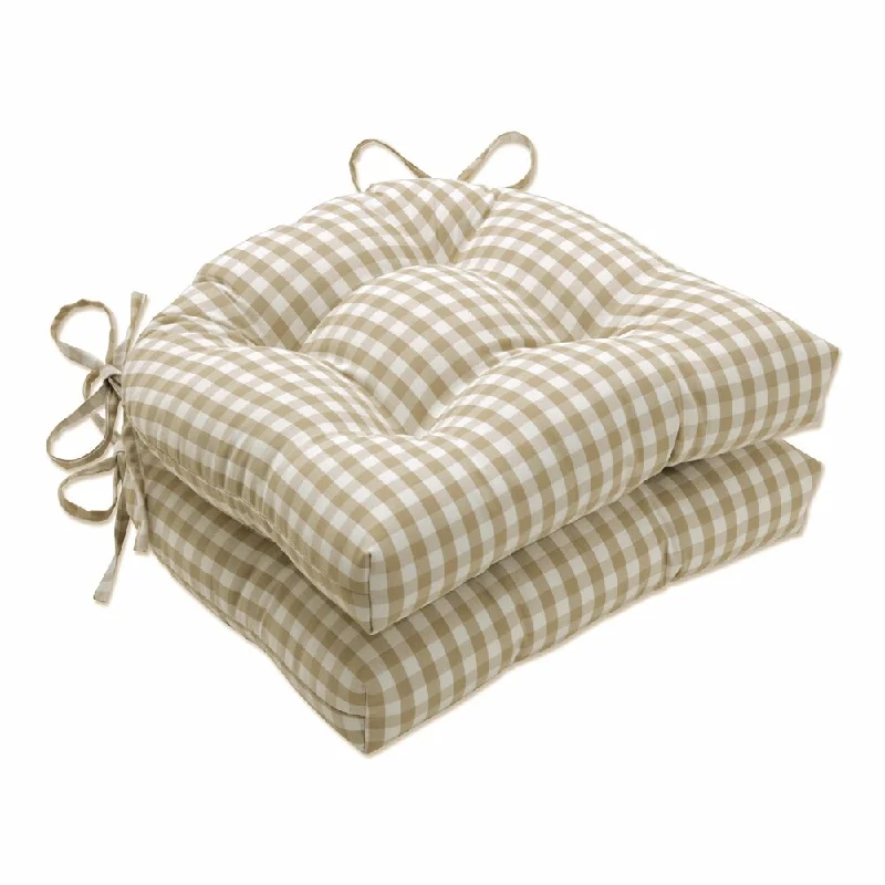 Pillow Perfect Outdoor Dawson Birch Reversible Chair Pad (Set of 2) - 15.5 X 16 X 4 - 15.5 X 16 X 4