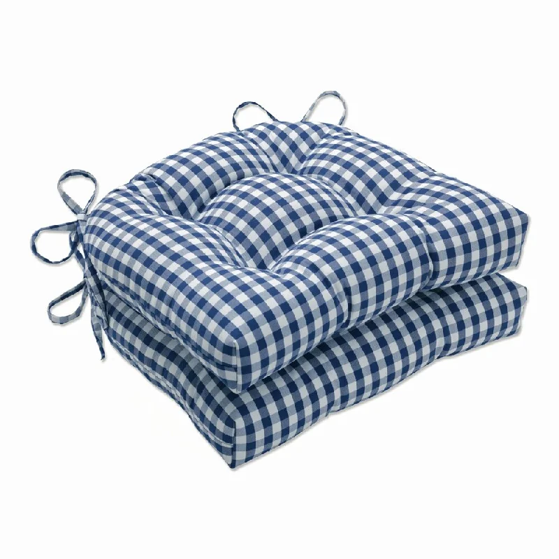 Pillow Perfect Outdoor Dawson Lapis Reversible Chair Pad (Set of 2) - 15.5 X 16 X 4 - 15.5 X 16 X 4