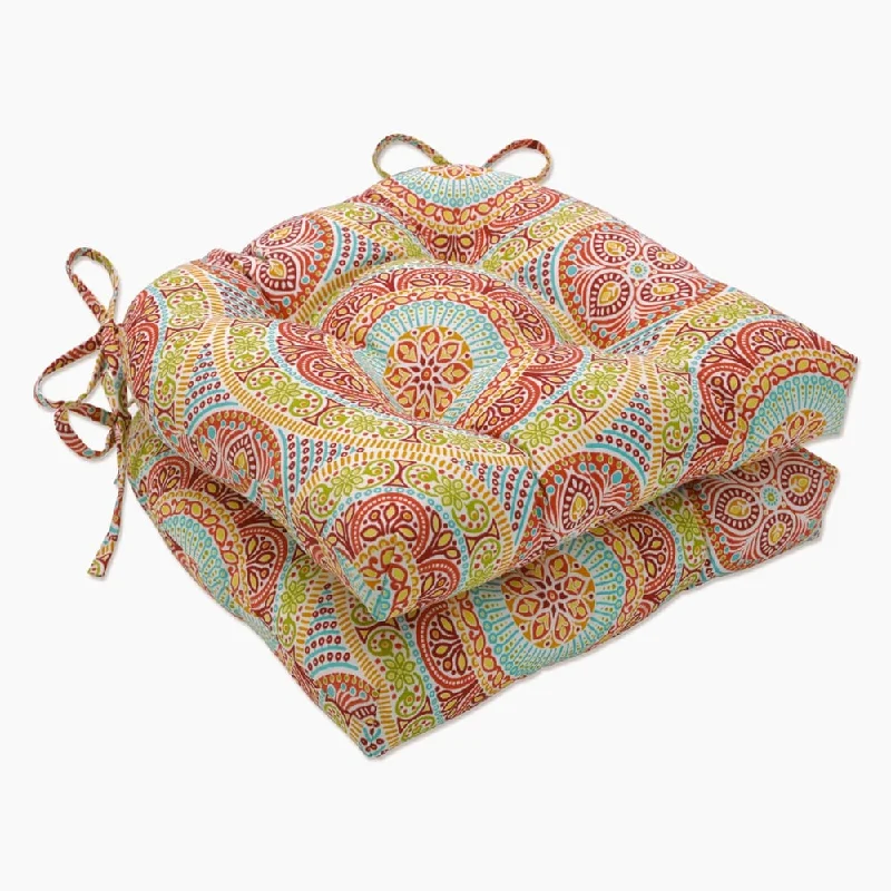 Pillow Perfect Outdoor Delancey Jubilee Reversible Chair Pad (Set of 2) - 15.5 X 16 X 4 - 15.5 X 16 X 4