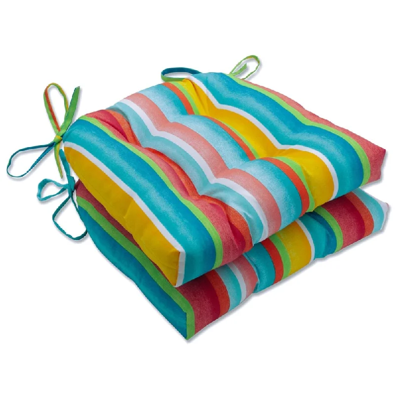 Pillow Perfect Outdoor Dina Fiesta Reversible Chair Pad (Set of 2) - 15.5 X 16 X 4 - 15.5 X 16 X 4