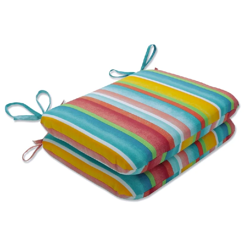 Pillow Perfect Outdoor Dina Fiesta Rounded Corners Seat Cushion (Set of 2) - 15.5 X 18.5 X 3 - 15.5 X 18.5 X 3