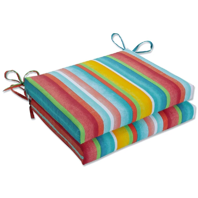 Pillow Perfect Outdoor Dina Fiesta Squared Corners Seat Cushion (Set of 2) - 16 X 18.5 X 3 - 16 X 18.5 X 3