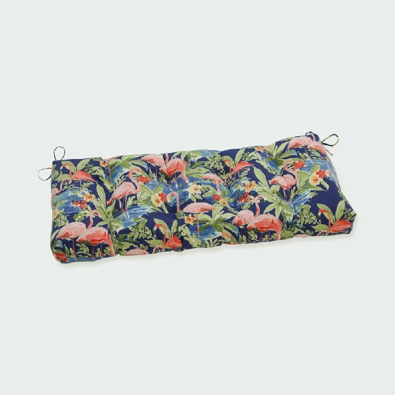 Pillow Perfect Outdoor Flamingoing Lagoon 44" Blown Bench Cushion - 18 X 44 X 5 - 18 X 44 X 5