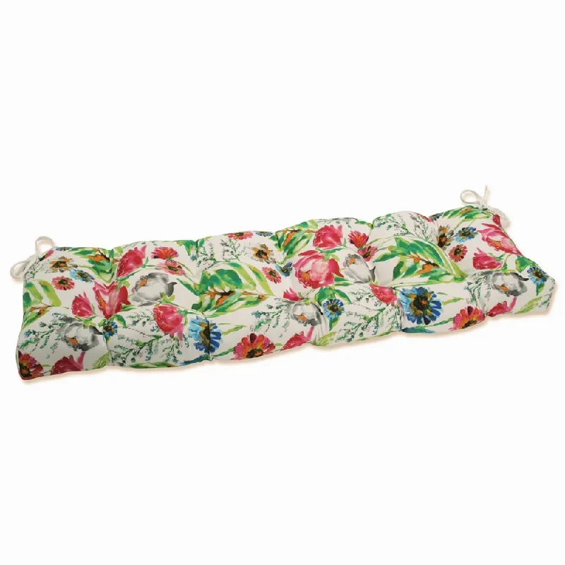 Pillow Perfect Outdoor Flower Mania Petunia Blown Bench Cushion