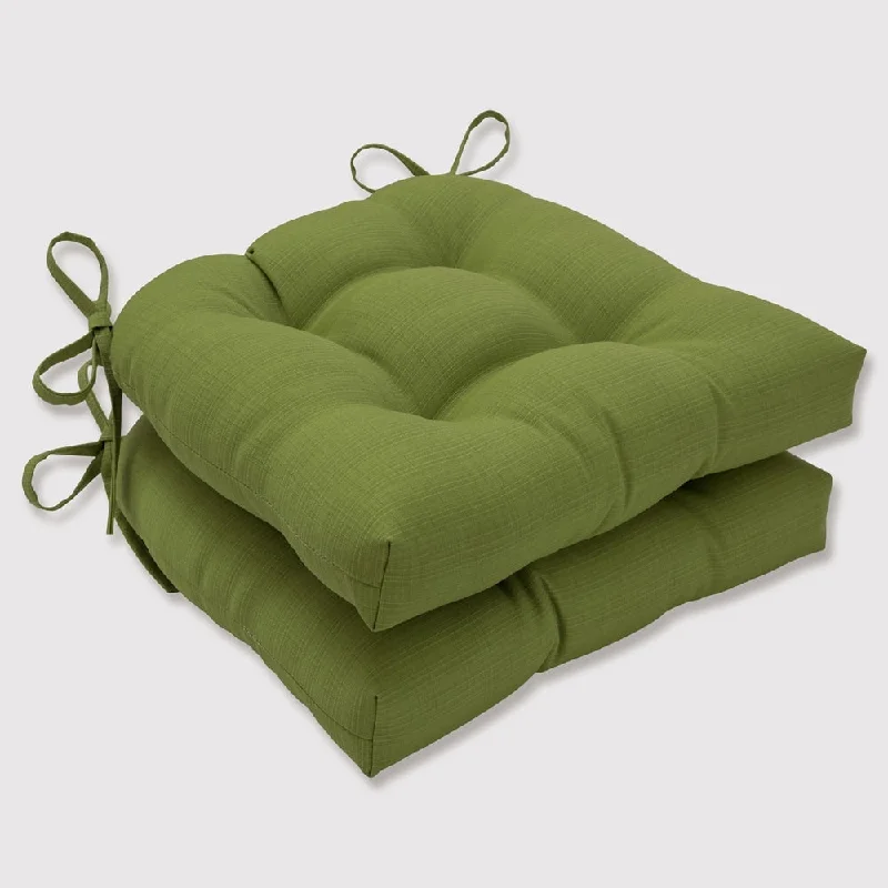 Pillow Perfect Outdoor Forsyth Kiwi Deluxe Tufted Chairpad (Set of 2) - 17 X 17.5 X 4 - 17 X 17.5 X 4