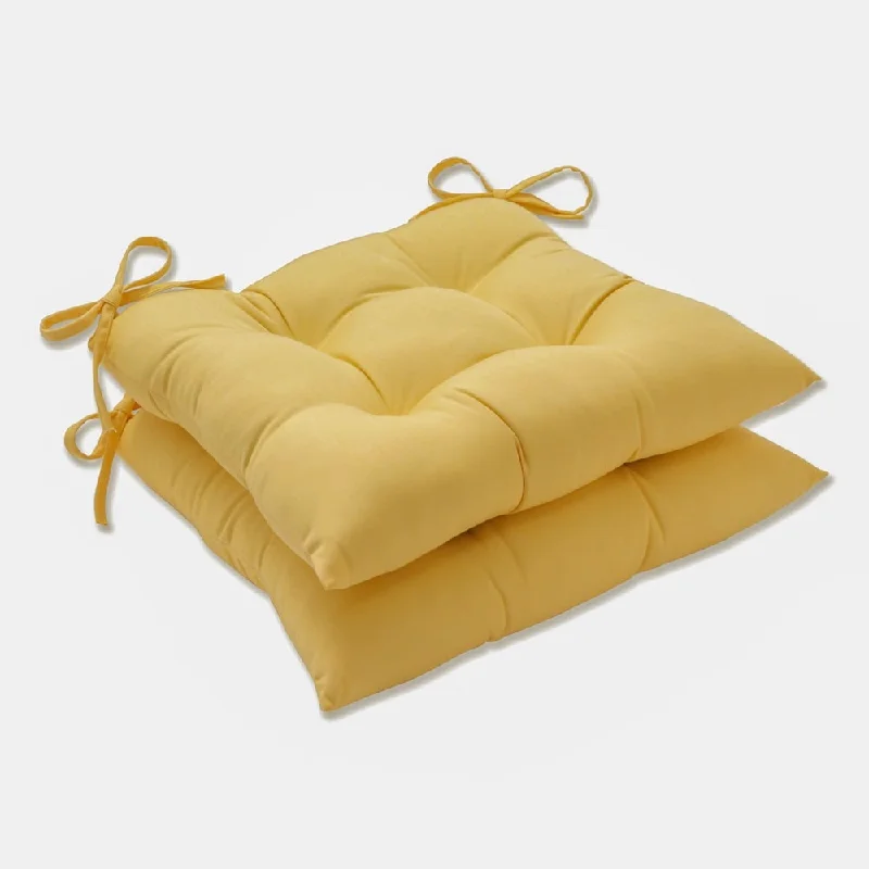 Pillow Perfect Outdoor Fortress Canvas Buttercup Tufted Seat Cushions - 18.5 X 19 X 5 - 18.5 X 19 X 5