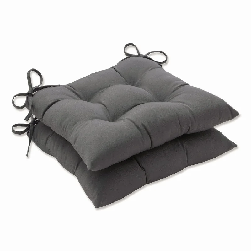 Pillow Perfect Outdoor Fortress Canvas Charcoal Tufted Seat Cushions - 18.5 X 19 X 5 - 18.5 X 19 X 5