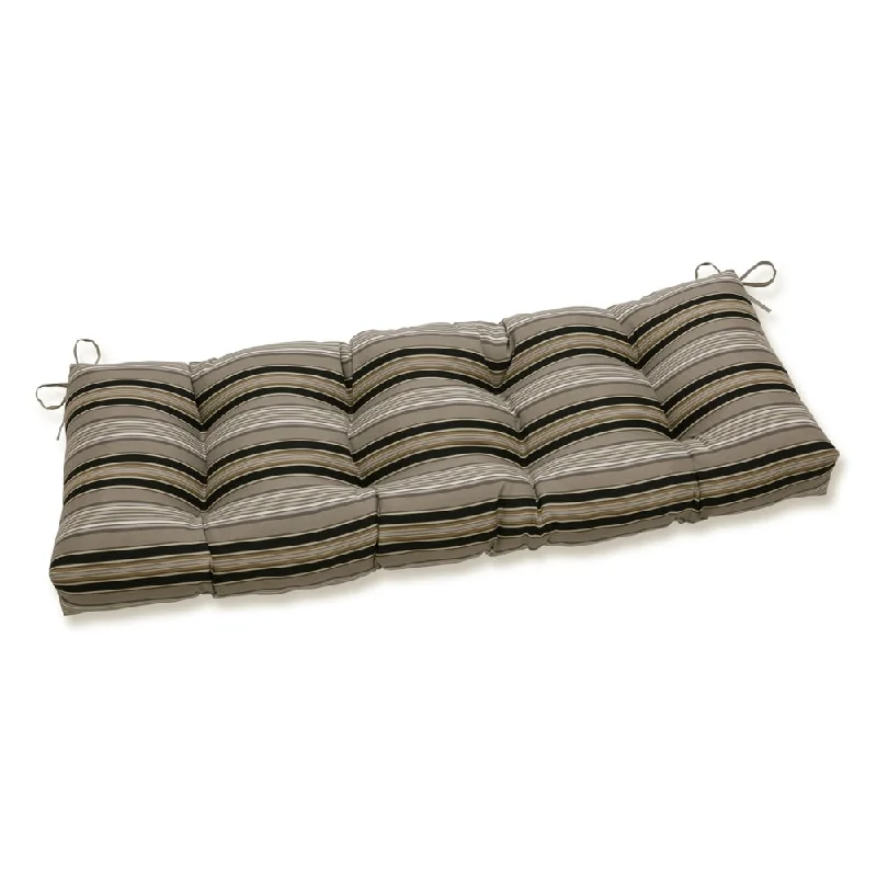 Pillow Perfect Outdoor Getaway Stripe Onyx Blown Bench Cushion