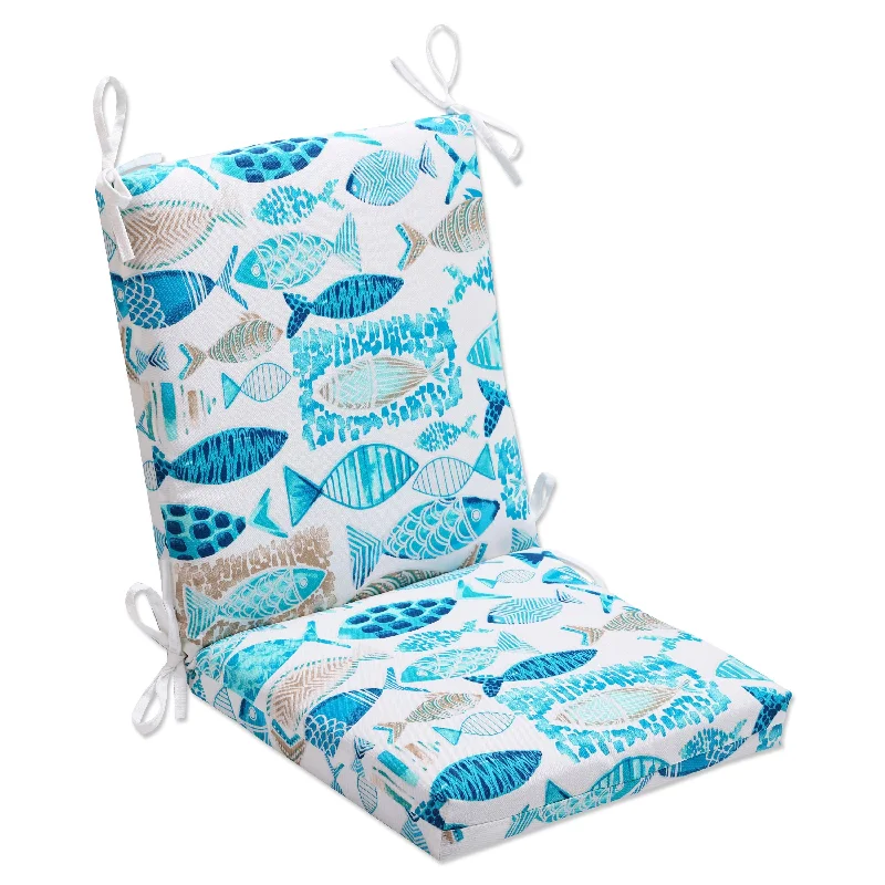 Pillow Perfect Outdoor Hooked Seaside Blue Squared Corners Chair Cushion - 36.5 X 18 X 3 - 36.5 X 18 X 3