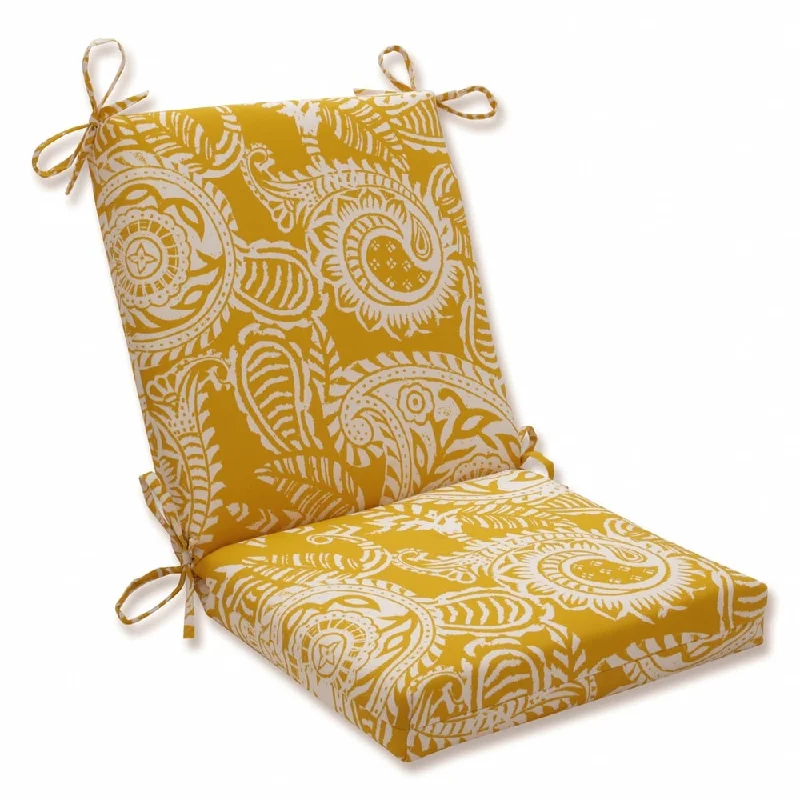 Pillow Perfect Outdoor/ Indoor Addie Egg Yolk Squared Corners Chair Cushion