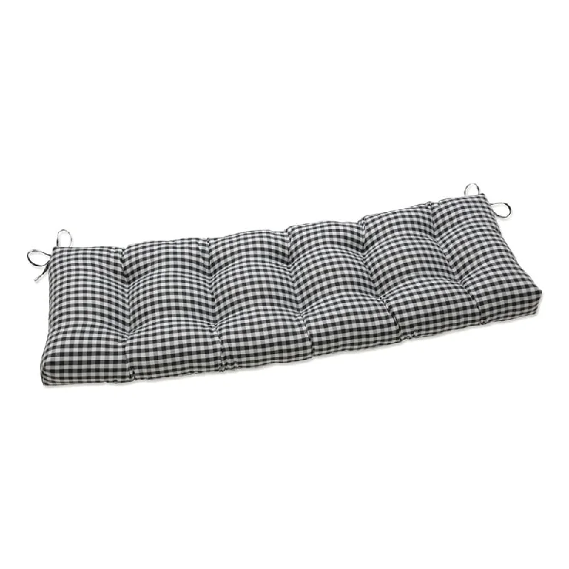 Pillow Perfect Outdoor | Indoor Dawson Pewter Outdoor Tufted Bench Swing Cushion 56 X 18 X 5