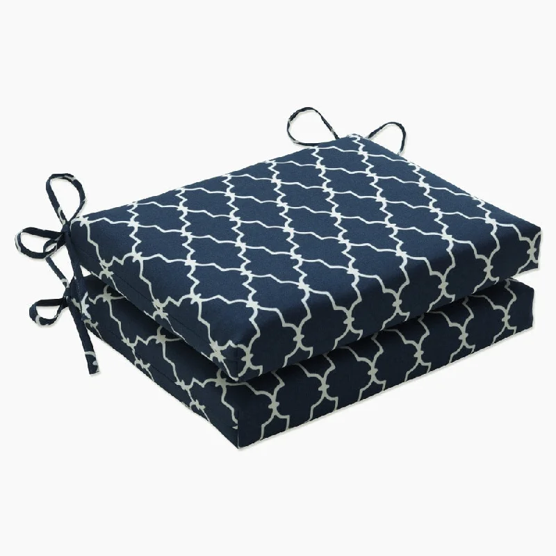 Pillow Perfect Outdoor/ Indoor Garden Gate Navy Squared Corners Seat Cushion (Set of 2)