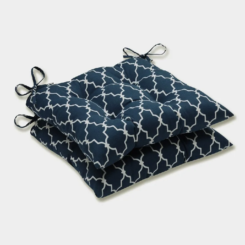 Pillow Perfect Outdoor/ Indoor Garden Gate Navy Wrought Iron Seat Cushion (Set of 2)