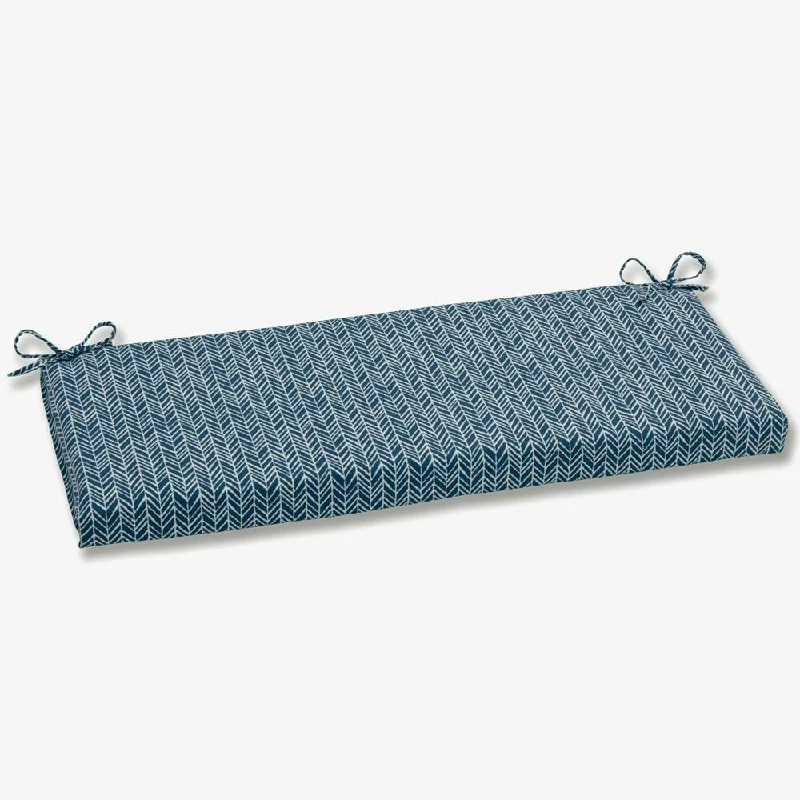 Pillow Perfect Outdoor/ Indoor Herringbone Ink Blue Bench Cushion