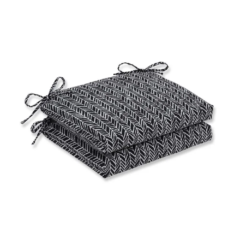 Pillow Perfect Outdoor/ Indoor Herringbone Night Squared Corners Seat Cushion (Set of 2)